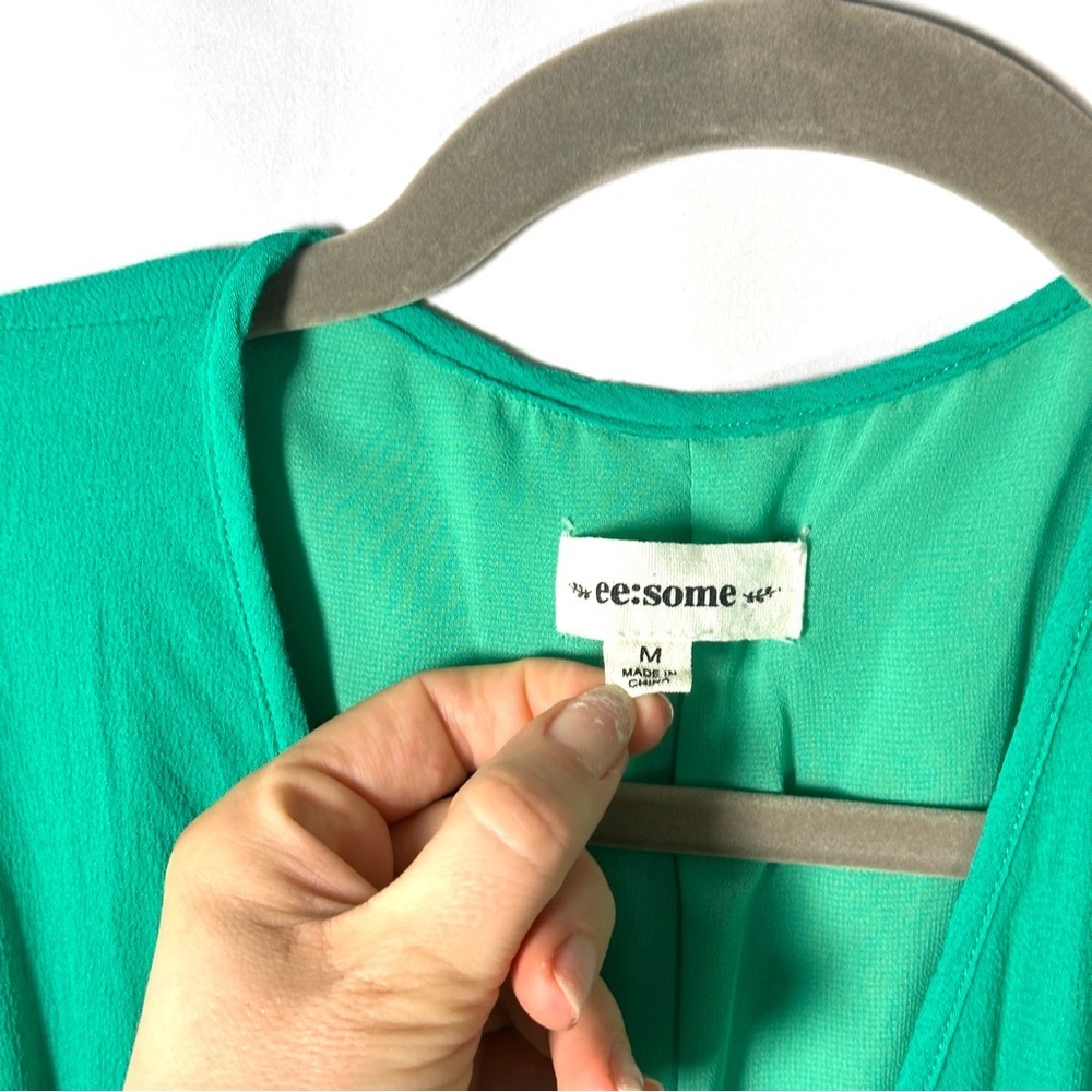 ee:some Emerald Green Wrap Maxi Dress Sleeveless Slit Womens M Wedding Guest - Picture 7 of 15